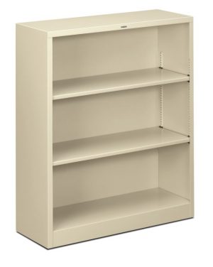 HON Brigade Steel Bookcase | 3 Shelves | 34-1/2″W x 12-5/8″D x 41″H | Putty Finish