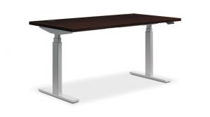 HON Coordinate Height-Adjustable Table | Mahogany Laminate | 60″W x 24″D