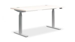 HON Coordinate Height-Adjustable Desk | White Laminate | 60″W x 30″D