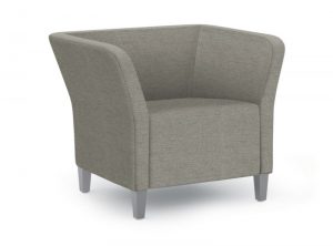 HON Flock Square Lounge Chair | Textured Satin Chrome Legs | Tapered Square Legs | Dane Fabric