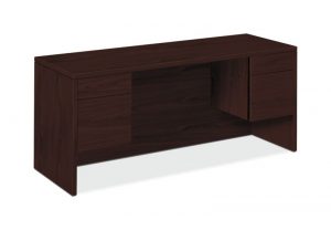 HON 10500 Series Credenza with Kneespace | 2 Box / 2 File Drawers | 60″W x 24″D x 29-1/2″H | Mahogany Finish