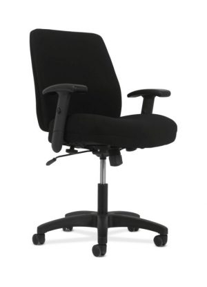 HON Network Mid-Back Task Chair | Swivel-Tilt Control | Height- and Width-Adjustable Arms | Black Fabric