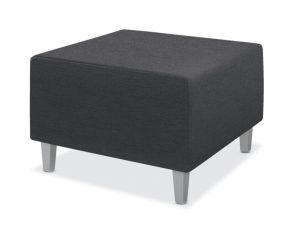 HON Flock Square Ottoman | Textured Satin Chrome Legs | Tapered Square Legs | Charcoal Fabric