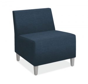 HON Flock Modular Chair | Textured Satin Chrome Legs | Tapered Square Legs | Oxford Fabric