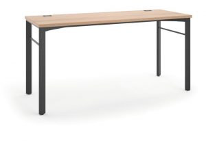 HON Manage Table Desk | 60″W x 24″D | Wheat Laminate | Ash Finish