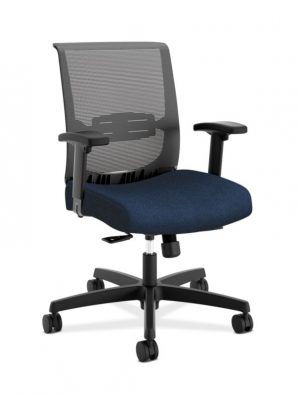 HON Convergence Task Chair | Synchro-Tilt With Seat Slide Control | Height- and Width-Adjustable Arms | Navy Fabric