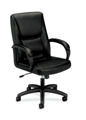 HON High-Back Executive Chair | Center-Tilt, Tension, Lock | Fixed Arms | Black SofThread Leather