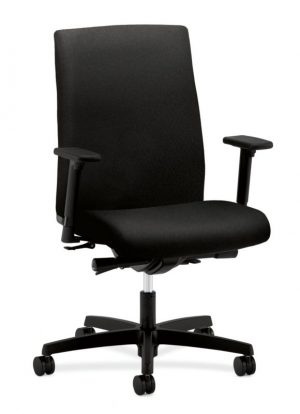 HON Ignition Mid-Back Task Chair | Synchro-Tilt, Back Angle, Tension, Multi-Position Lock, Seat Glide | Adjustable Arms | Black Fabric